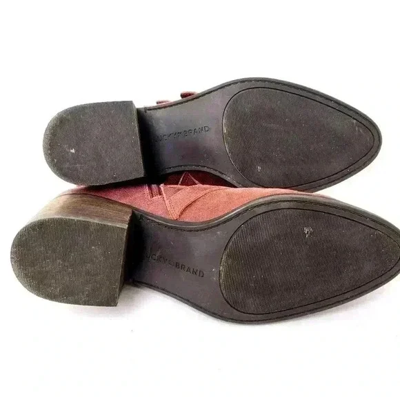 Lucky Brand Loreniah Red Moto Grunge Buckle Ankle Booties - 7.5 - Picture 3 of 11